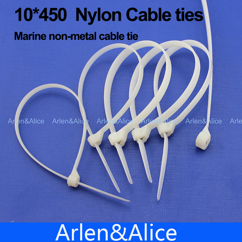 100pcs 10mm*450mm尼龍電纜綁帶不銹鋼板鎖定船船與海洋非Meta