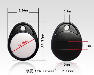 1000pcs 125KHz EM4100 ID RFID鍵fob，RFID標籤，RFID令牌用於訪問控制KF-06