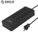 ORICO HPC-8A5U-US-BK家庭尺寸8出口電湧保護器電源板，帶5端口40W USB充電器FO