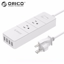 Orico 2插座電力帶電湧保護器最大1250W，4個USB端口20W，以5英尺的功率COR建造