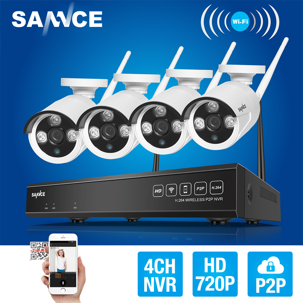 Sannce 4CH無線NVR CCTV系統720p IP攝像頭WiFi防水IR夜視家庭安全