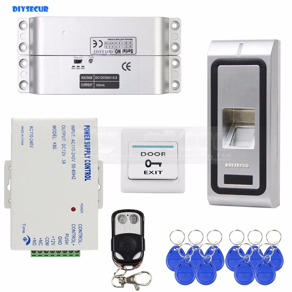 DiySecur電動彎曲鎖指紋指紋125kHz RFID ID卡讀取器門訪問控制系統套件