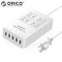 Orico White HPC-4A5U-US 4-OUTLET高功率智能電湧保護插座，用美國插件供Smartphon