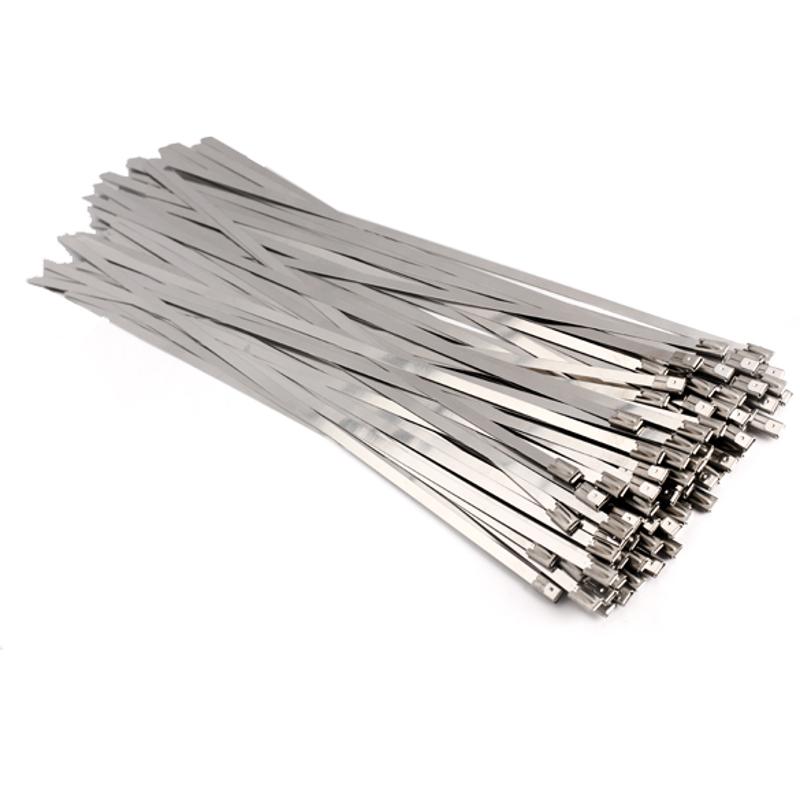 100pcs 4.6x300/200/150mm不銹鋼金屬電纜紮帶拉鍊式裝置排氣帶感應管道
