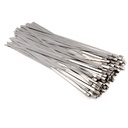 100pcs 4.6x300/200/150mm不銹鋼金屬電纜紮帶拉鍊式裝置排氣帶感應管道