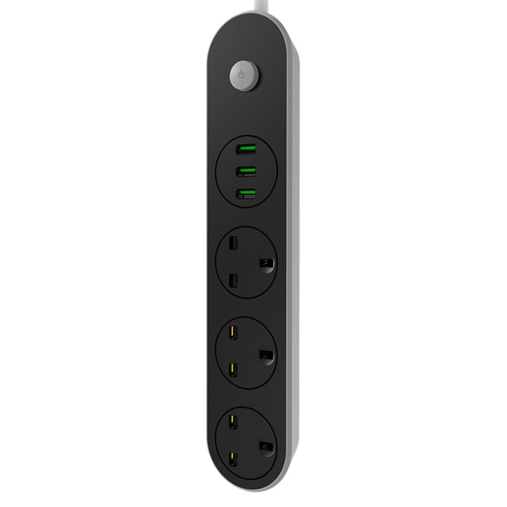 新的3個插座+3 USB端口電子電源智能插座電湧保護器快速充電家庭ext
