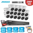 Annke 16CH 3MP HD CCTV系統5IN1 DVR 16PCS 3MP TVI安全件防風雨攝像機室外CCTV