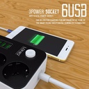 3個插座6 USB端口USB電子電源智能Home插座電湧保護器快速向HOM充電HOM