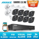 Annke 8CH 3MP 5IN1 CCTV DVR HD 8PCS 1080P安全攝像機PIR檢測戶外圓頂攝像頭home vid