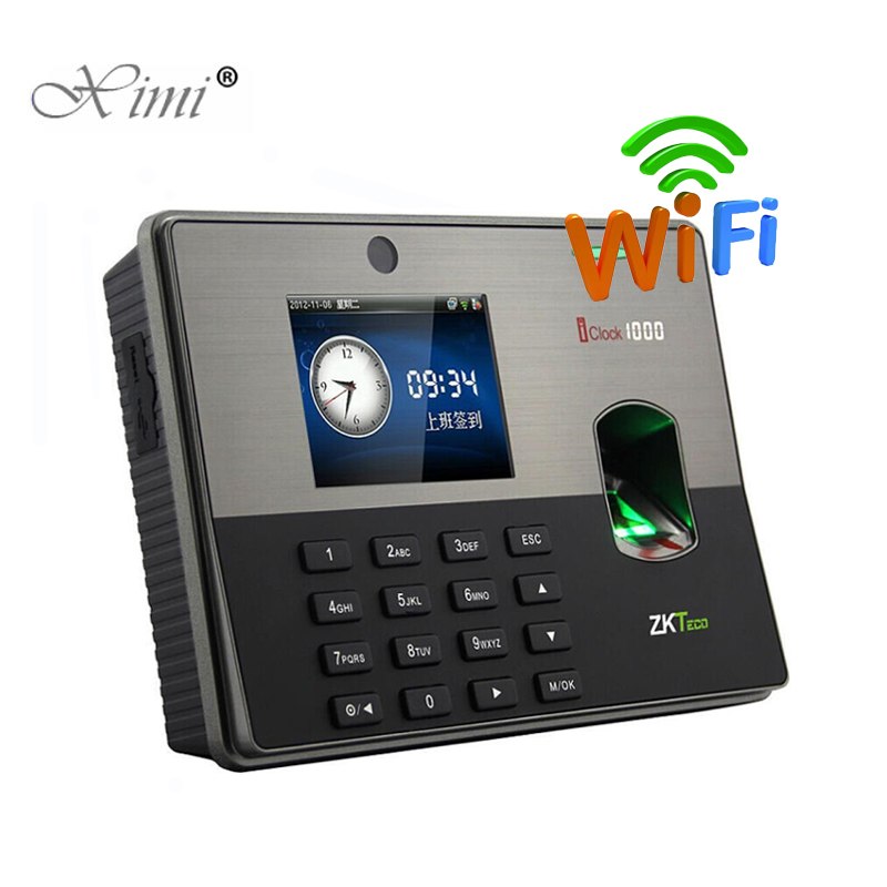 WiFi TCP/IP生物識別指紋門訪問控制系統ZK ICLOCK 1000指紋時間出席