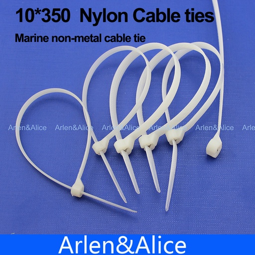 [1759596657-HK] 100pcs 10mm*350mm尼龍電纜綁帶不銹鋼板，鎖著船船的船隻非Meta